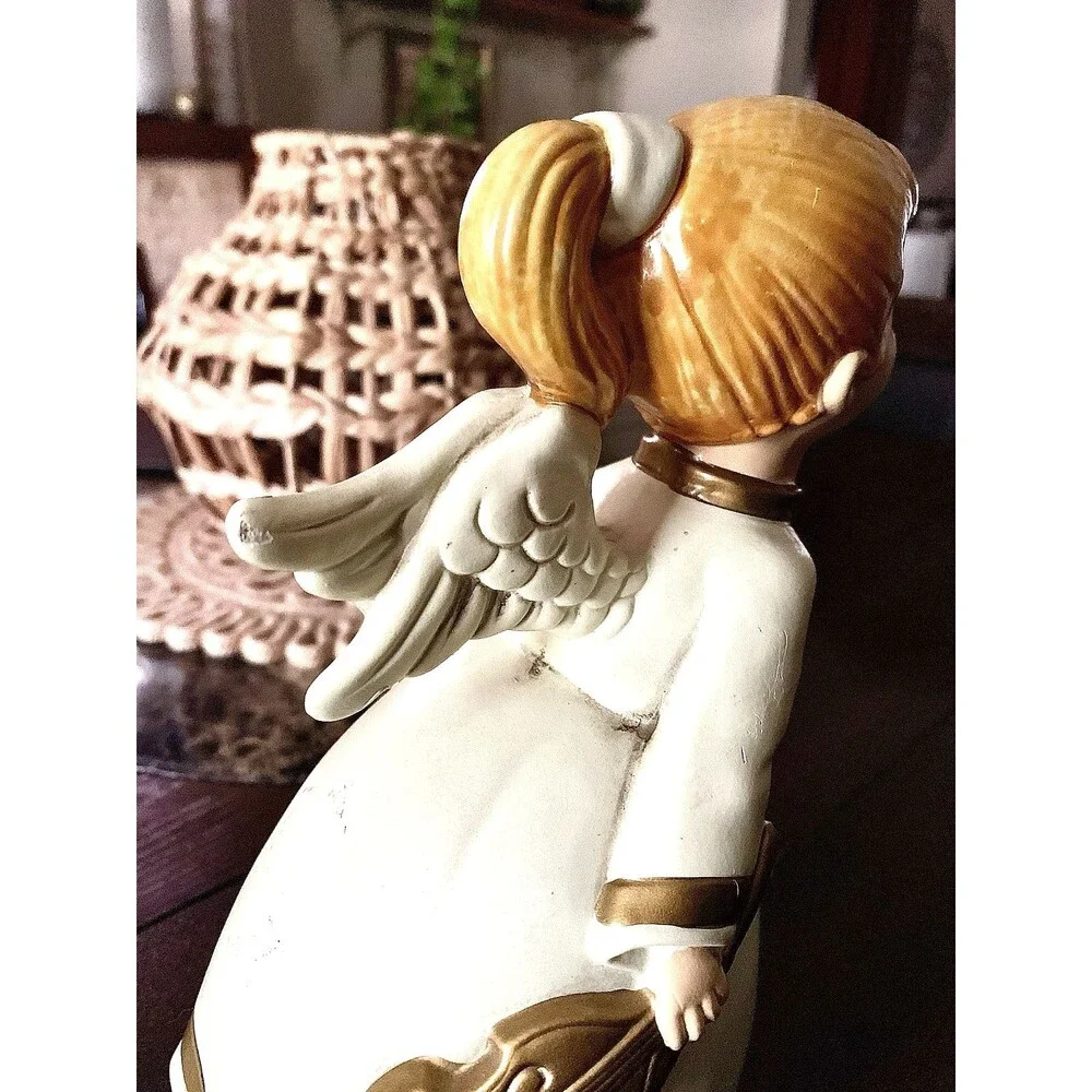 MCM Christmas Kissing Angel Set 2 Papier Mache Choir Children Japan Vintage 9.5